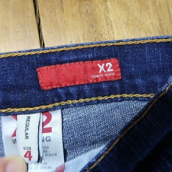 X2 CURVY DARK WASH REGULAR RISE BOOT CUT BLUE DENIM JEANS WOMENS SIZE 4 - Picture 3 of 12